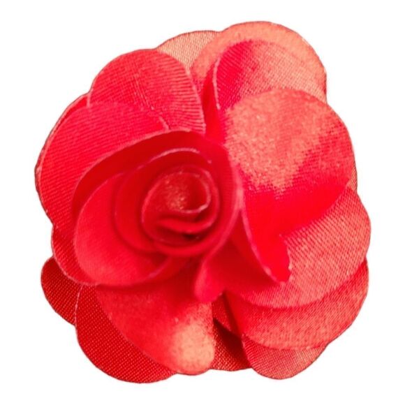 MEN'S LARGE SOLID RED LAYERED LAPEL PIN FLOWER. - Picture 1 of 1